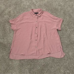 Pink button up blouse with collar